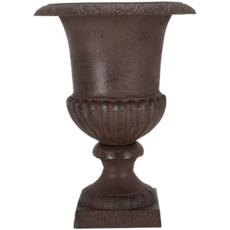 Esschert Design – Vase haut en fonte Médicis marron H 42,9 cm – Moulé à la main – Avec trou de drainage – Pour espaces extérieurs