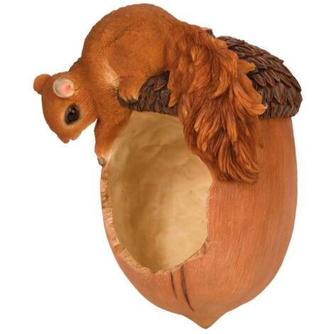 Esschert Design Vogelfutterschale Eichel mit Eichhörnchen 20,1 cm - Polyresin