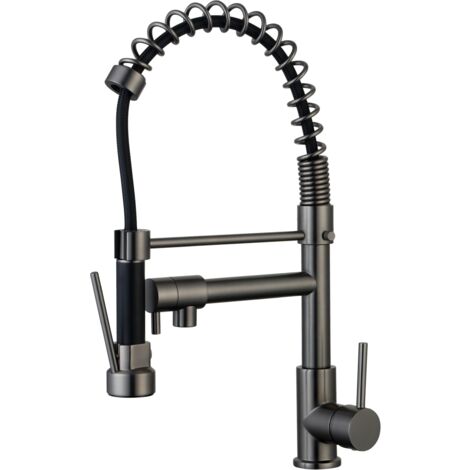 Essebagno Big Pro Mezclador de fregadero con rociador móvil gris metalizado