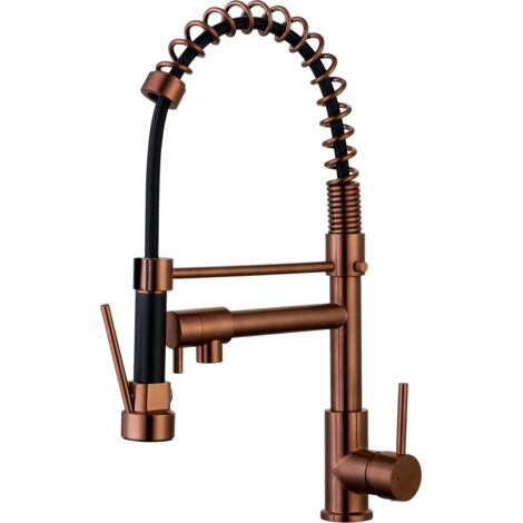Essebagno Big Pro Spültischmischer mit beweglicher Handbrause Kupfer gebürstet