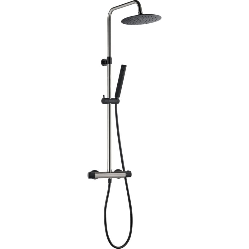 Essebagno - Colonne de douche thermostatique Kissy façon inox et noir
