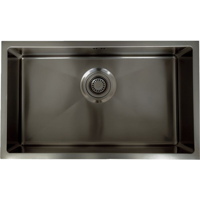Essebagno - vier 1 grande cuve seule 76x45 Luisa en inox gris gun métal