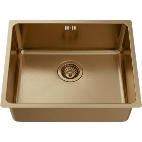 Essebagno Evier 1 grande cuve seule 54x44 Inoxa en inox cuivre brossé