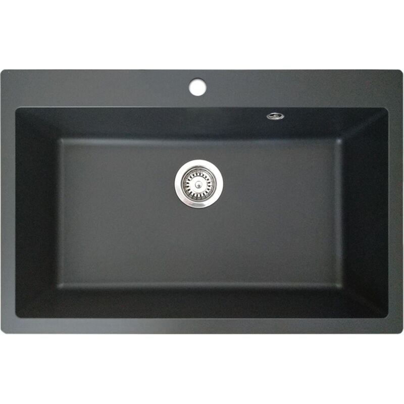 Essebagno - vier 1 grande cuve seule 76x50 Sierra résine noir