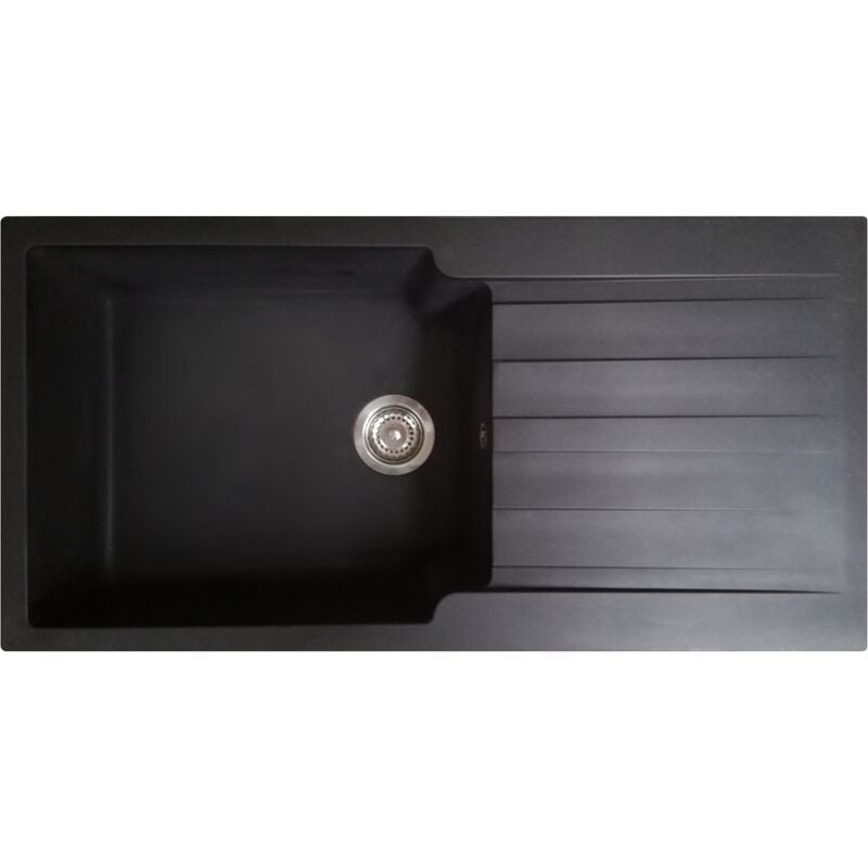 Essebagno - vier 1 grande cuve 1 égouttoir Sierra résine noir