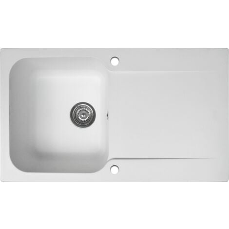 Essebagno évier réversible 1 cuve 1 égouttoir Lisse résine blanc