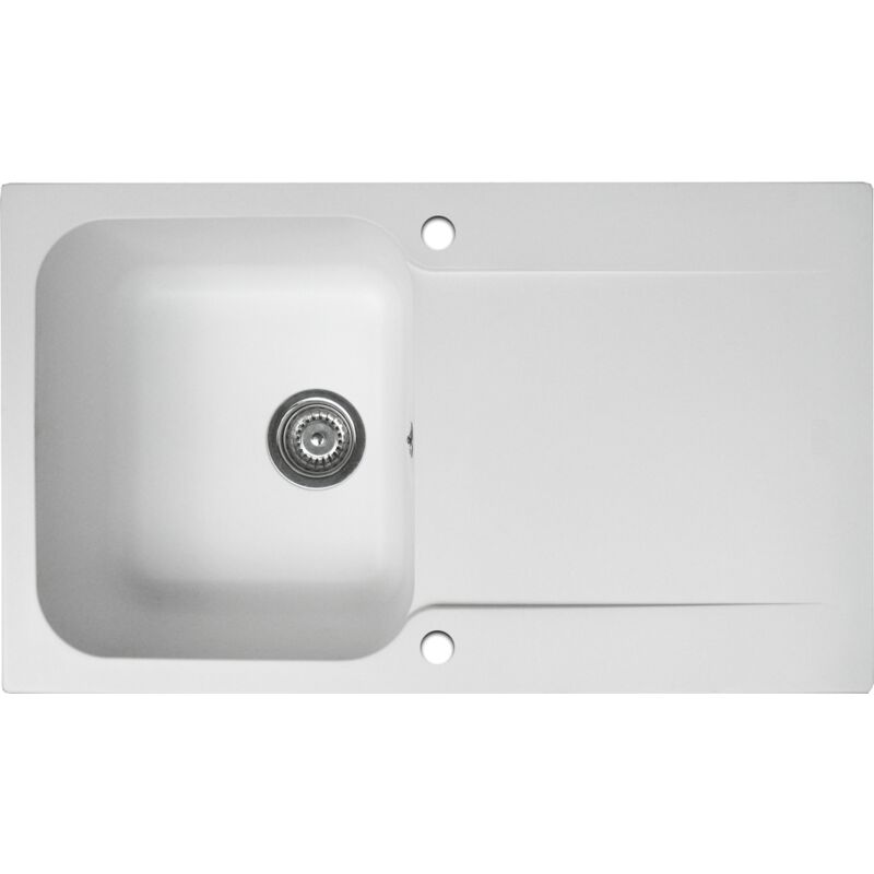 Essebagno - vier réversible 1 cuve 1 égouttoir Lisse résine blanc