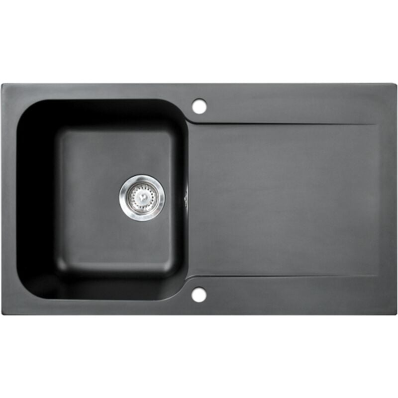 Essebagno - vier réversible 1 cuve 1 égouttoir Lisse résine noir