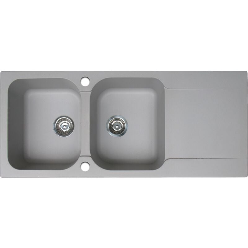 Vier réversible 2 cuves 1 égouttoir Lisse résine gris - Essebagno