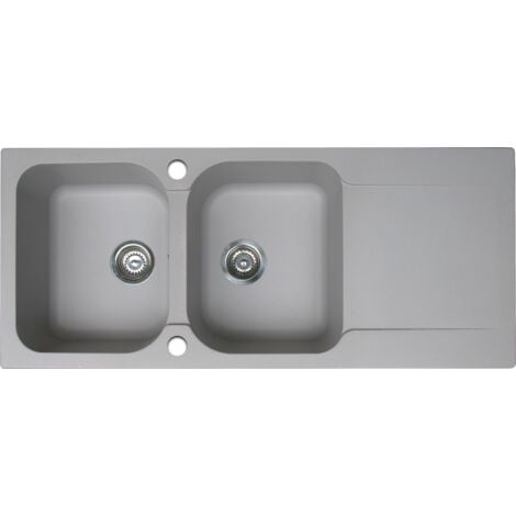 Essebagno évier réversible 2 cuves 1 égouttoir Lisse en résine noir