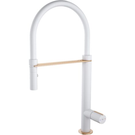 Essebagno Exil Spültischmischer mit beweglicher Handbrause Weiß und Roségold