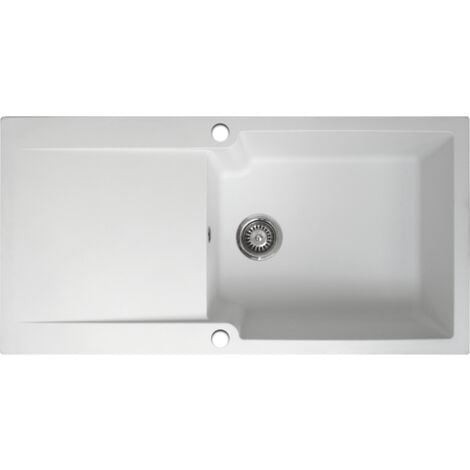 Essebagno Lisse fregadero reversible 1 cubeta grande 1 escurridor en resina blanca