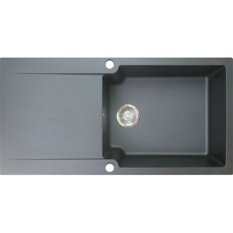 Essebagno Lisse lavello reversibile 1 vasca grande 1 sgocciolatoio in resina nera