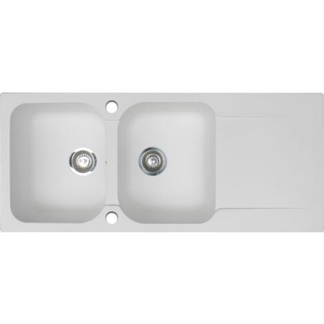 Essebagno Lisse lavello reversibile 2 vasche 1 sgocciolatoio in resina bianca