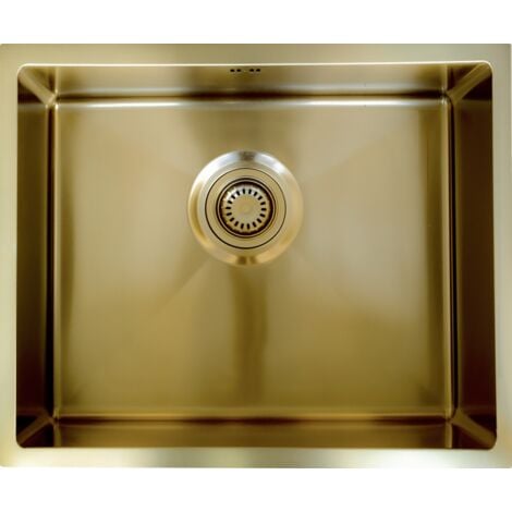 Essebagno Luisa fregadero 1 cubeta grande 55x45 en acero inoxidable oro cepillado
