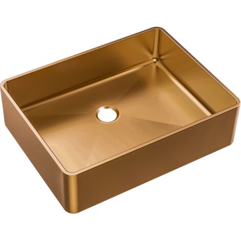 Essebagno Luisa lavabo 48x37 en acero inoxidable cobre cepillado
