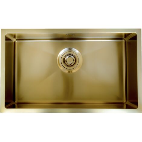 Essebagno Luisa lavello 1 vasca grande 76x45 in acciaio inox spazzolato oro