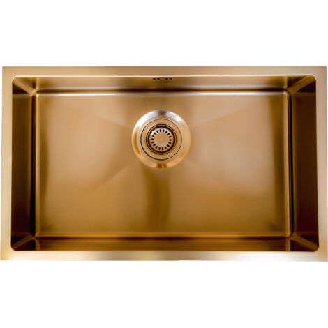 Essebagno Luisa Spüle 1 großes Becken allein 76x45 aus Edelstahl Kupfer gebürstet