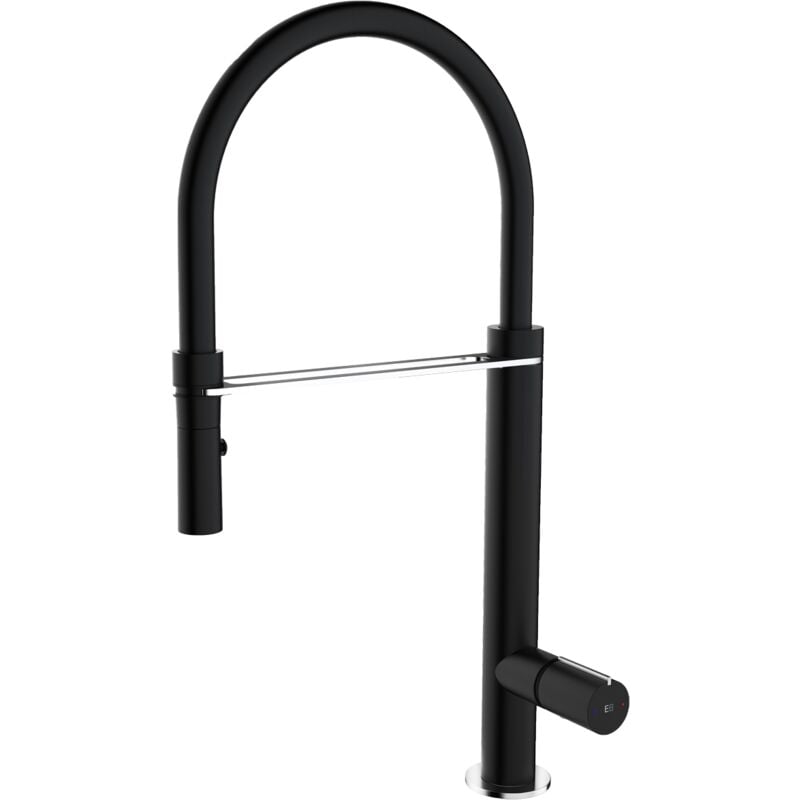 Essebagno - Mitigeur évier à douchette mobile Exil noir chrome