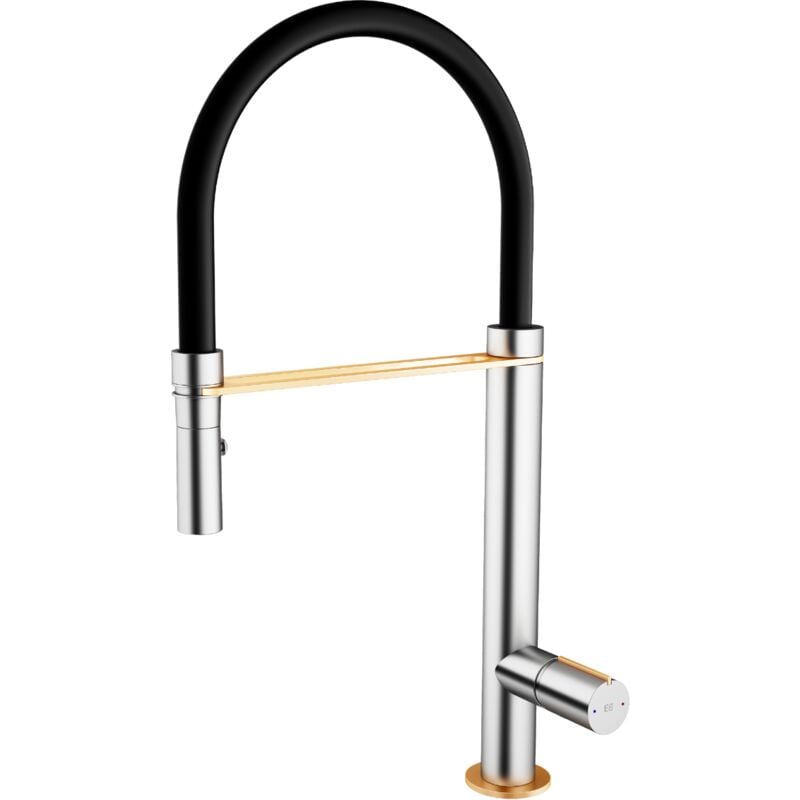 Essebagno - Mitigeur évier à douchette mobile Exil satin et or rose