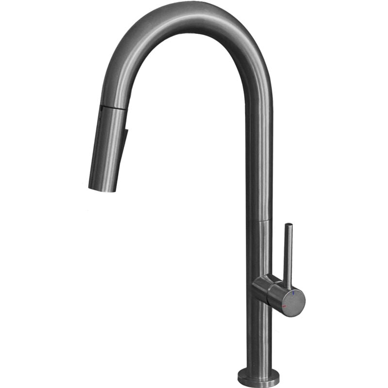 Mitigeur évier à douchette extractible Portofino gun métal - Essebagno