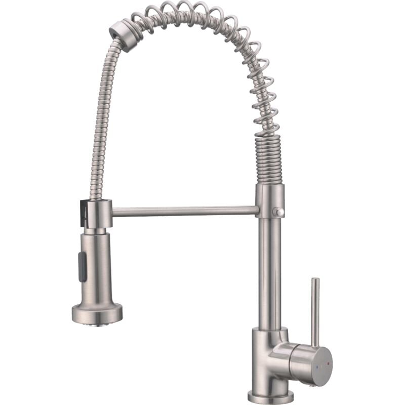 Mitigeur évier à douchette Plimo façon inox - Essebagno