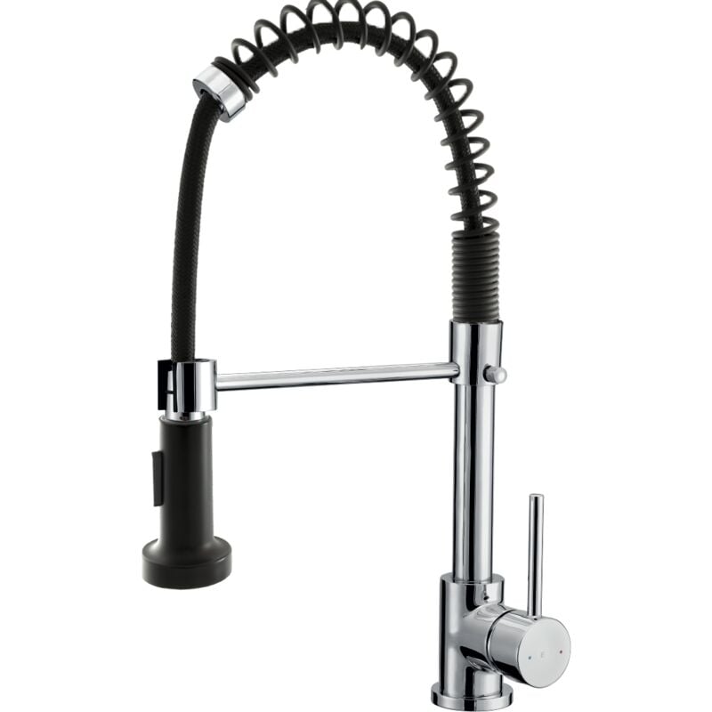 Essebagno Mitigeur évier à douchette Plimo chrome noir