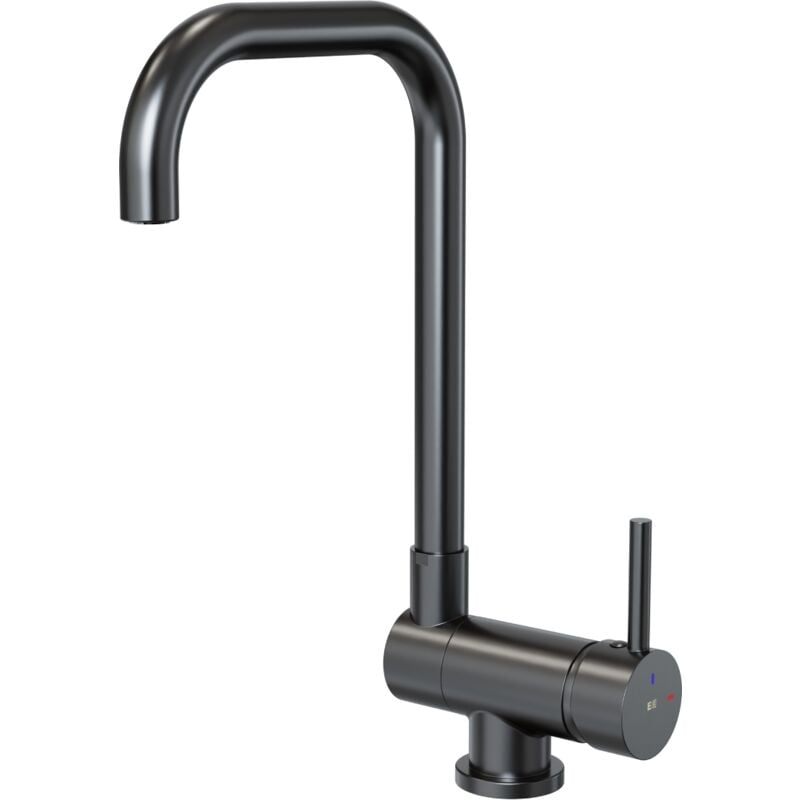 Essebagno - Mitigeur évier rabattable New Oslo spécial fenêtre gris gun métal