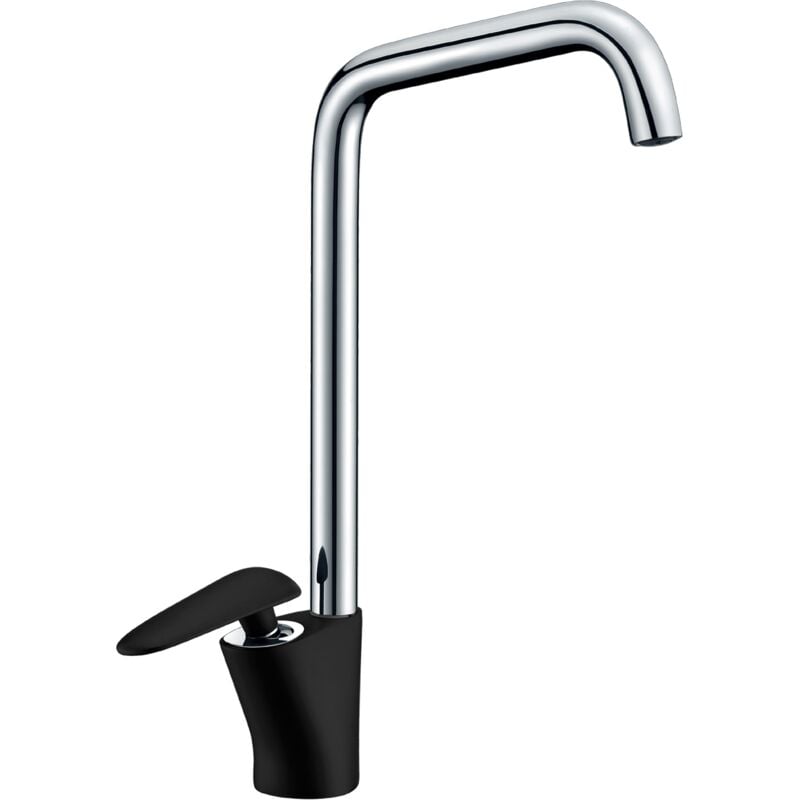 Mitigeur lavabo bec haut Galet noir et chrome - Essebagno