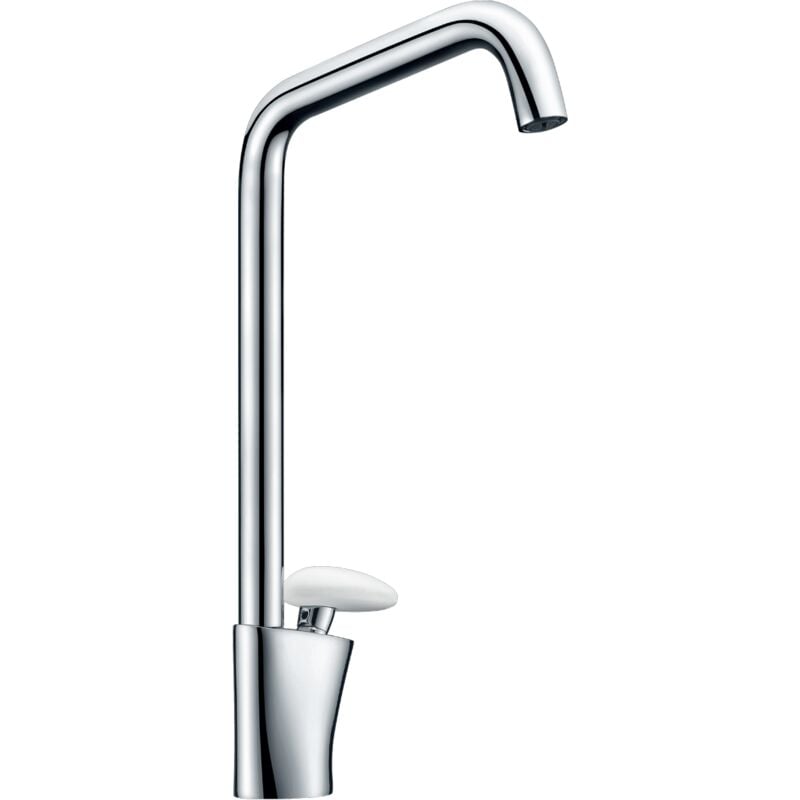 Essebagno Mitigeur lavabo bec haut Galet chrome et poignée blanche