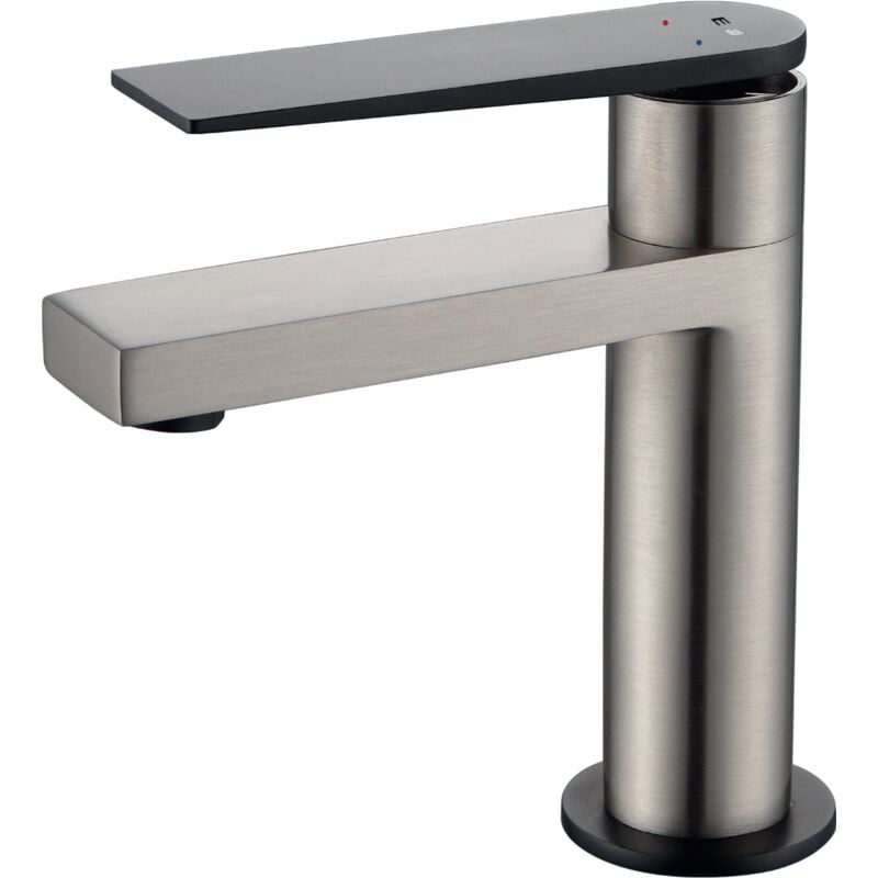 Essebagno - Mitigeur lavabo bas Allure façon inox et noir