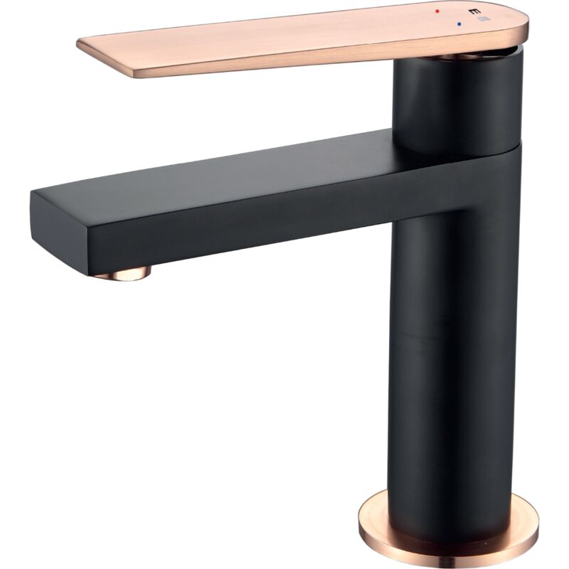 Essebagno - Mitigeur lavabo bas Allure noir et or rose