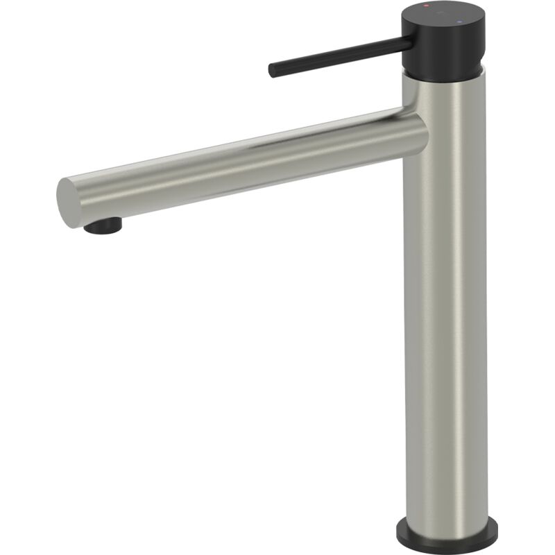 Essebagno - Mitigeur lavabo haut Envol façon inox et noir