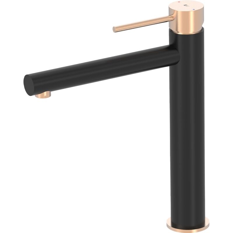 Essebagno - Mitigeur lavabo haut Envol noir et or rose
