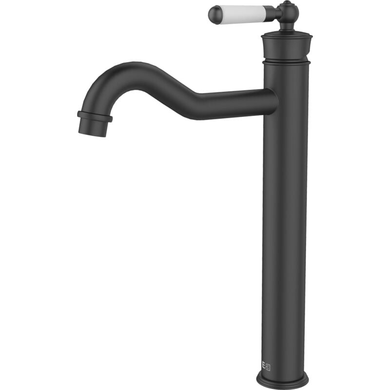 Essebagno - Mitigeur lavabo rétro haut Leeds noir mat