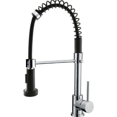 Essebagno Plimo Miscelatore lavello con doccetta mobile cromato nero