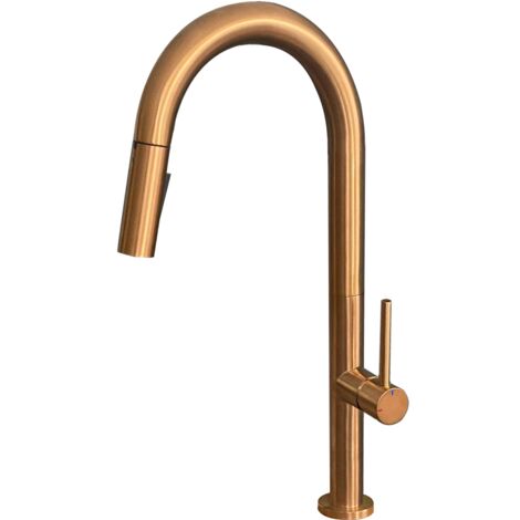 Essebagno Portofino Mezclador de lavabo con teleducha extraíble en cobre cepillado