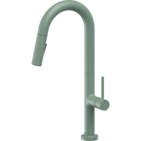 Essebagno Portofino mezclador de lavabo con teleducha gris verde