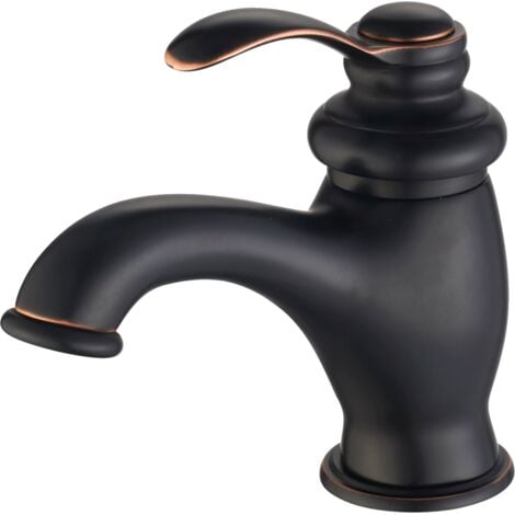 Essebagno Rubinetto per lavabo Leeds orb invecchiato nero con riflessi rame
