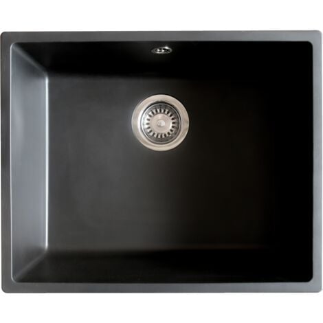 Essebagno Sierra fregadero de una cubeta 54x44 en resina negra