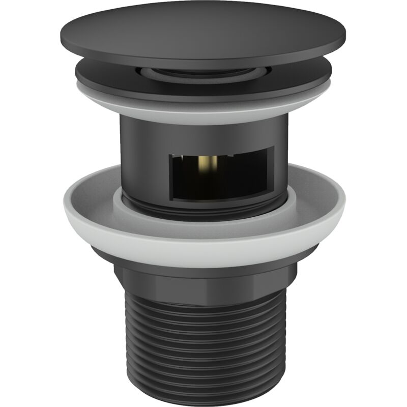 Essebagno - Vidage métal pop-up rond noir avec trop-plein