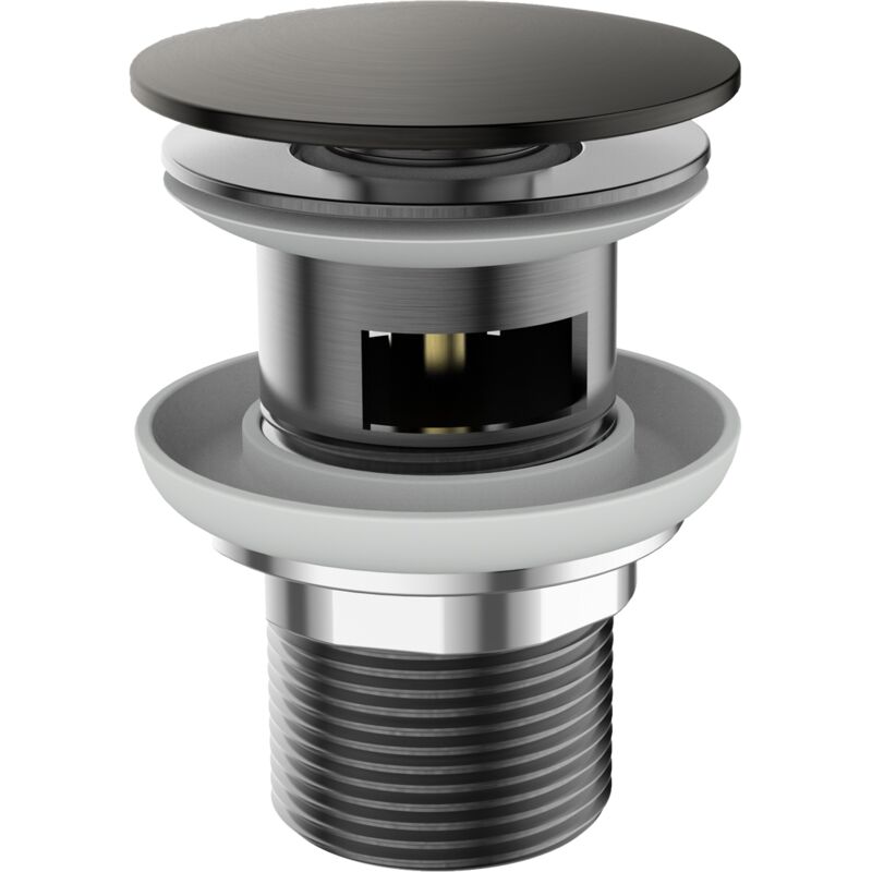 Essebagno - Vidage métal pop-up rond gun métal avec trop-plein