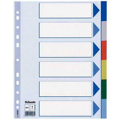 Esselte 15260 intercalare Indice a linguetta vuota Polipropilene (PP) Multicolore