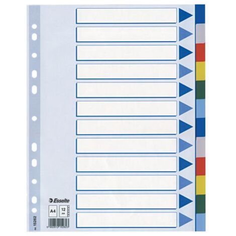 Esselte 15262 intercalare Indice a linguetta vuota Polipropilene (PP) Multicolore