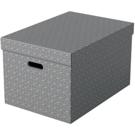 Esselte Boîtes de rangement décoratives gris motif géométrique