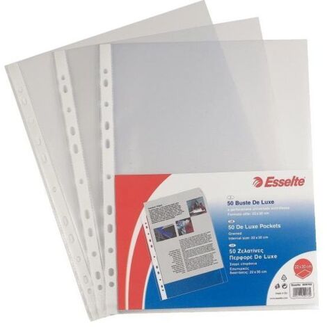 Esselte Buste Perforate Deluxe PPL Antiriflesso A4 22x30 cm - Confezione da 50