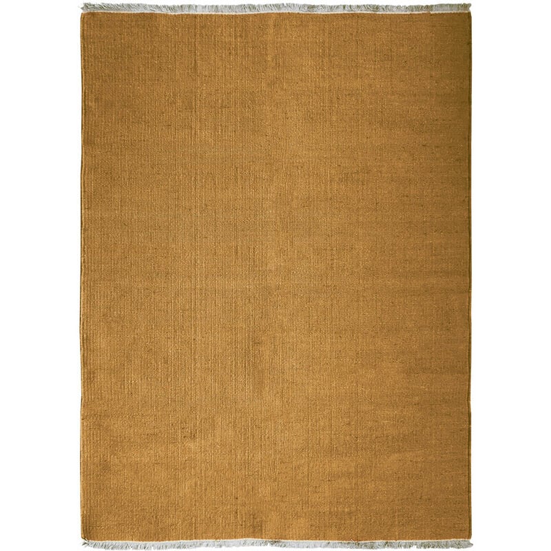 Thedecofactory - essence - Tapis en jute et coton avec franges ocre 120x170
