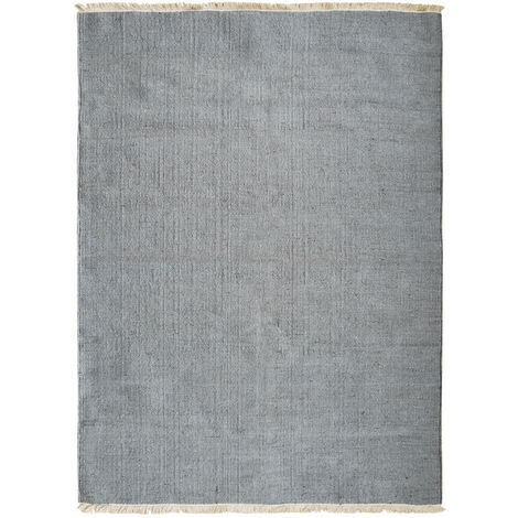 ESSENCE - Tapis en jute et coton avec franges gris clair 120x170
