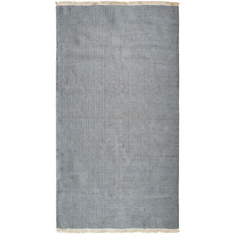 ESSENCE - Tapis en jute et coton avec franges gris clair 80x150