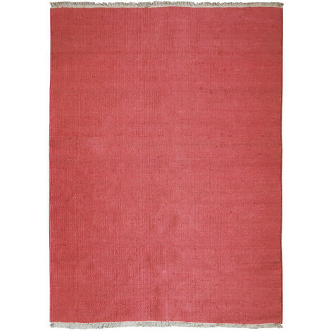ESSENCE - Tapis en jute et coton avec franges terra cotta 120x170